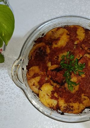 صورة لوصفة ڨراتان البطاطا و اللحم المفروم 🥔🥘