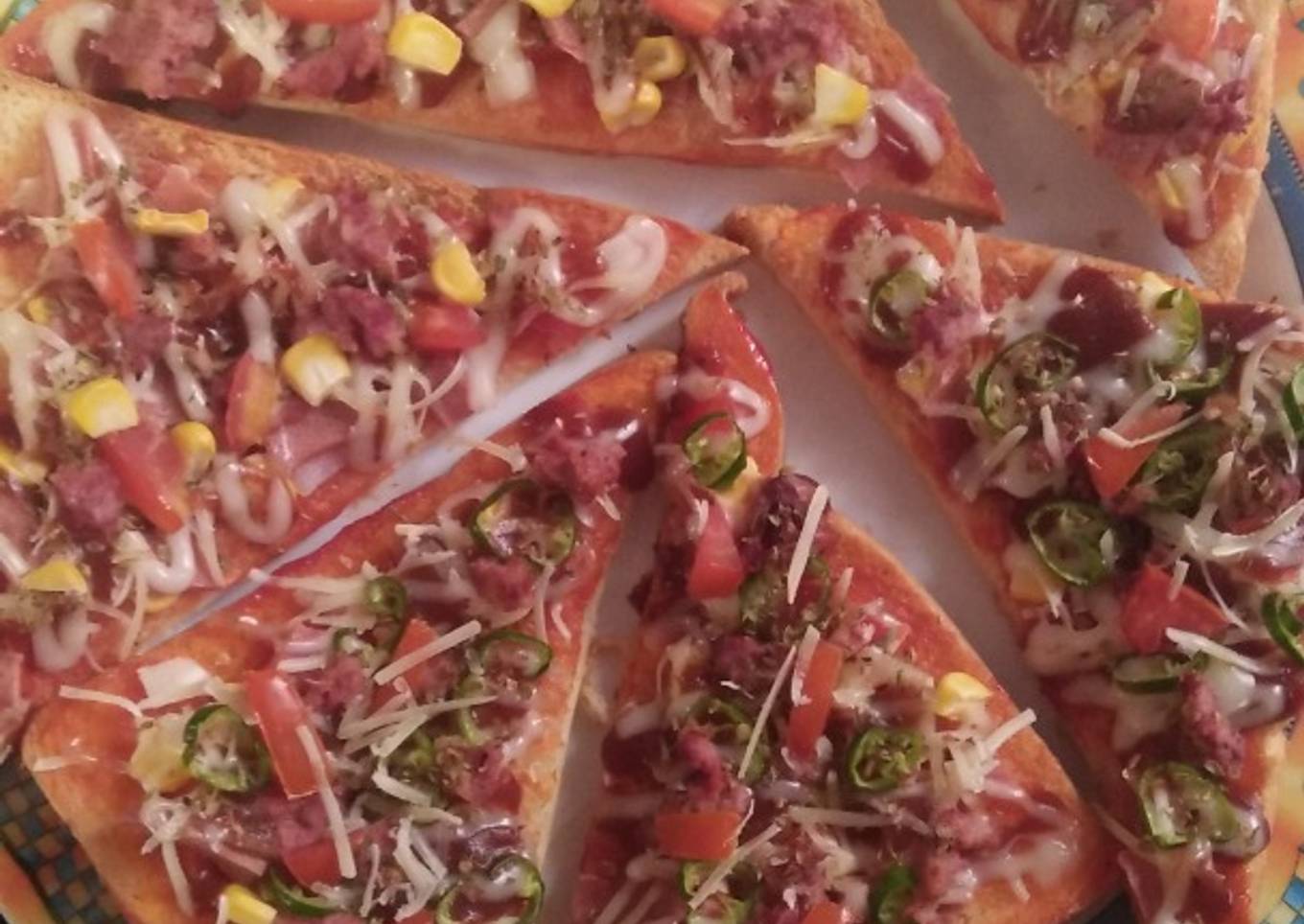 Pizza roti tawar murah meriah dan enak