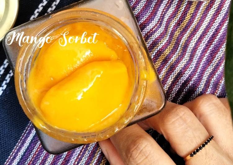 makanan Mango Sorbet Jadi, Lezat