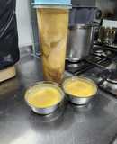 Flan con duraznos