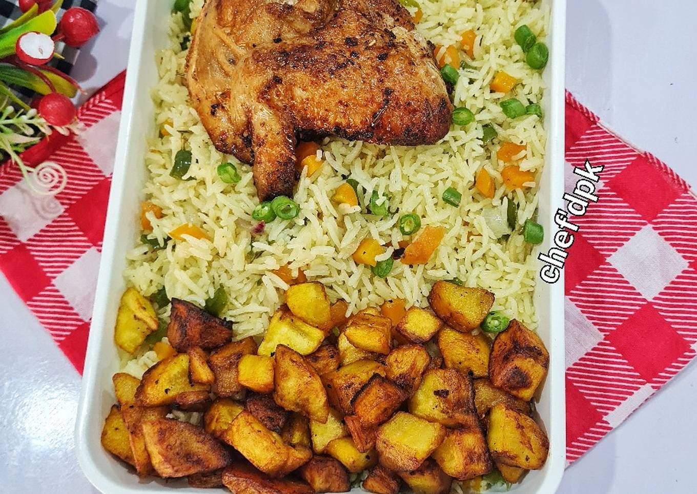 Basmati Fried Rice and chicken (Lunch For Kids)