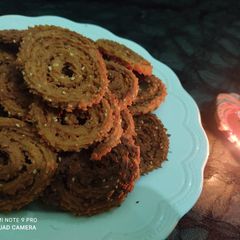 A picture of Chakoli Diwali special snacks.