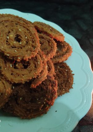 A picture of Chakoli Diwali special snacks.