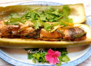 Hình của món Cá lóc hấp bầu.