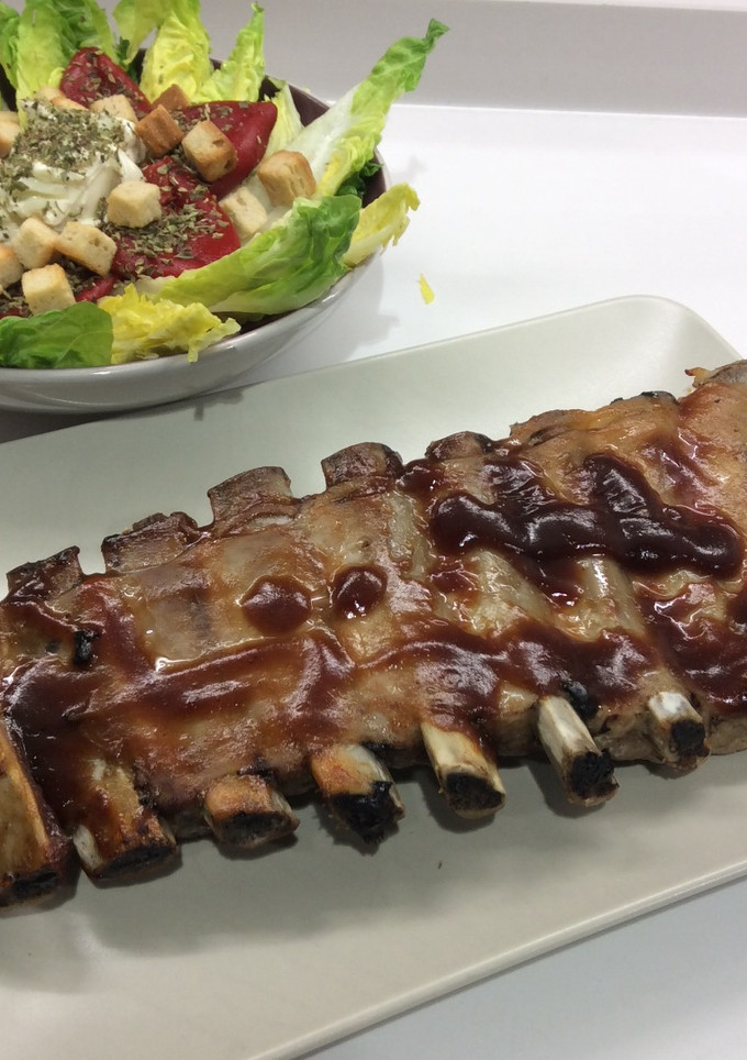 Una foto de Costillar de cerdo a la barbacoa con mostaza y miel Hunts