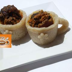 A picture of Eba with eguisi soup.