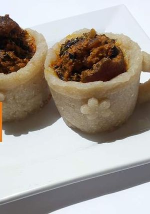 A picture of Eba with eguisi soup.
