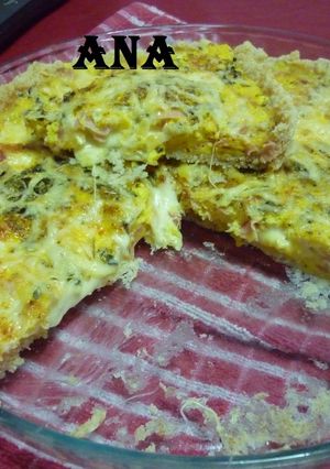 Una foto de Tarta de jamón y queso en microondas