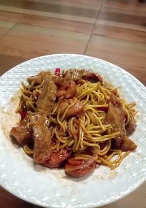 Foto resep Fish roll, mie kuning basah pedas manis