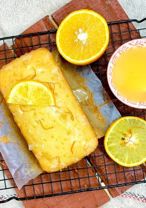 A picture of Orange Drizzle Cake.