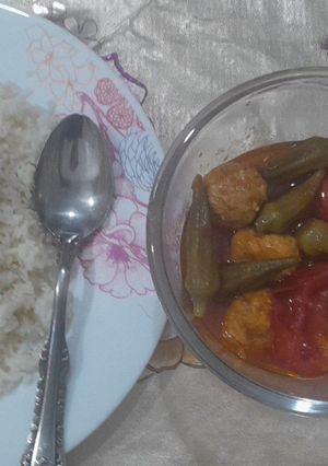 عکسی از دستور خورشت کوفته قلقلی مرغ و بامیه