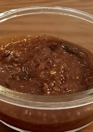 A picture of Inji puli /sweet and sour ginger pickle.