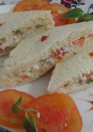 A picture of Veg sandwich with hang curd.