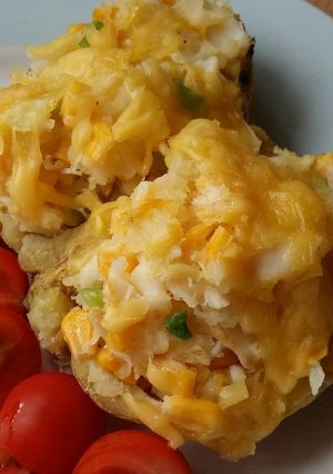 A picture of Vickys Smoked Haddock Stuffed Baked Potato, GF DF EF SF NF.