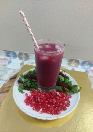 A picture of Pomegranate beetroot spinach juice.
