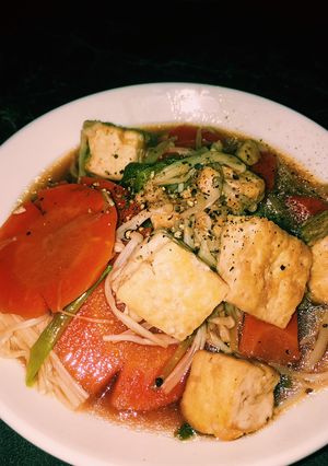 Hình của món Tàu hủ kho chay.