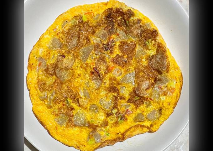 Telor Dadar Campur Udang dan Bakso