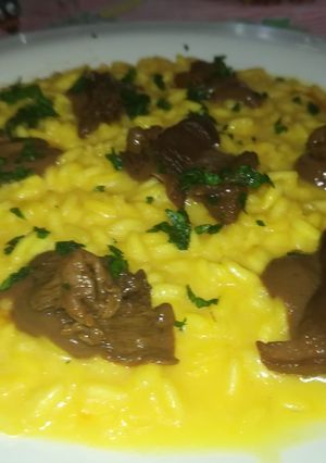Foto di Umami o non Umami - Risotto allo zafferano con porcini, fondo di carne e salsa di soia
