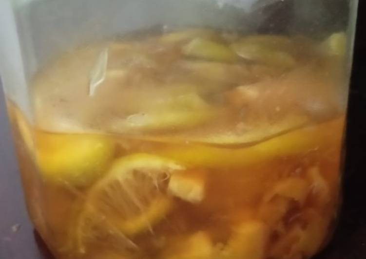 Cara mudah Menyiapkan Lemon Madu Jahe (herbal batuk), Bikin Ngiler