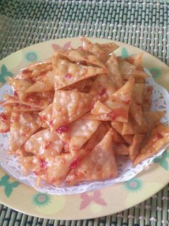 Foto resep Keripik pangsit pedas manis