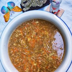 A picture of Chicken Vegetable Soup With Egg Drop.
