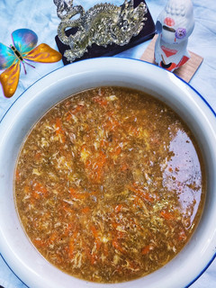 A picture of Chicken Vegetable Soup With Egg Drop.