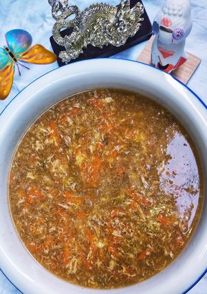 A picture of Chicken Vegetable Soup With Egg Drop.