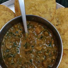 A picture of Matar mushroom with dal makhani masala.
