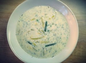 Kapros-tejes zöldbableves (habart) recept fotója