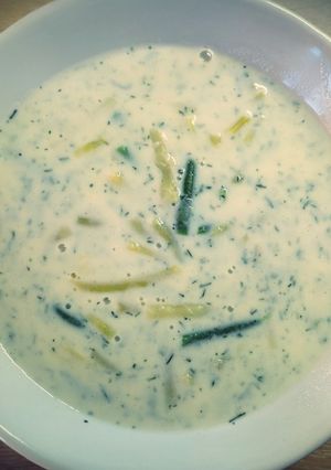 Kapros-tejes zöldbableves (habart) recept fotója