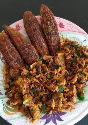 A picture of Left over qeema bhary kareelay.