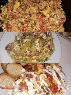 Una foto de Huevos con chorizo / Omelette XL / Huevos revueltos 🍳