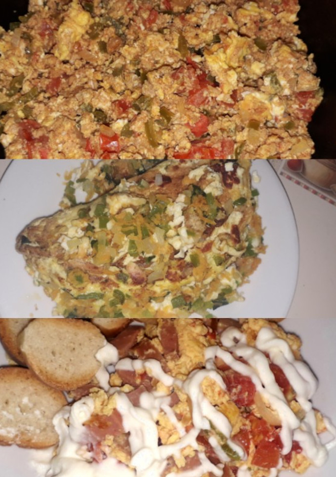 Una foto de Huevos con chorizo / Omelette XL / Huevos revueltos 🍳