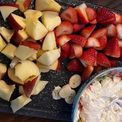 A picture of Marshmallow cream cheese fruit dip.
