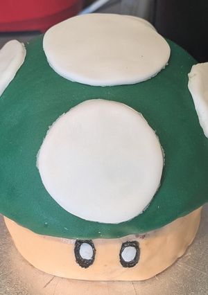 A picture of Super Mario Mushroom Cake.