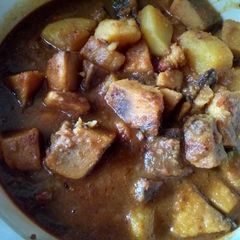A picture of Yam Potatoes dum.