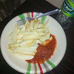 A picture of Chips with soup.