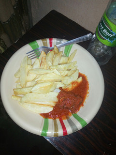 A picture of Chips with soup.