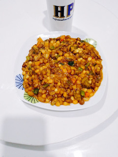 A picture of Beans corn and plantain.