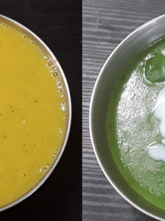 பாலக் சூப் & மஞ்சள் பூசணி சூப் (palak and poosani soup recipe in tamil) செய்முறை முக்கிய புகைப்படம்