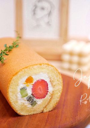 Foto resep Japanese Fruit Roll Cake / Bolu Gulung Isi Buah