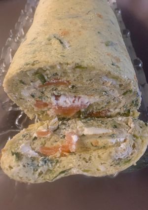 Une photo de Roulé courgettes /saumon fumé