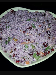 عکسی از دستور سالاد پائیزی(کلم بنفش و انار و کلم بروکلی و گردو)🍂