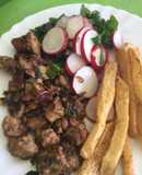 Mollejas Crocantes con Puerros y Verdeo