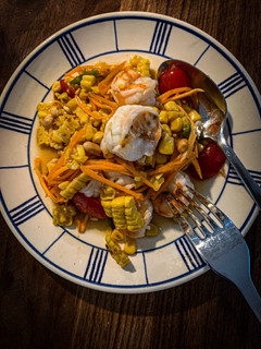 A picture of Spicy-sweet corns salad with prawn or Tam Khaw Phod.