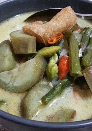 Foto resep Bumbu Oseng Kuah santan Terong, Pete, dan Tahu Pong