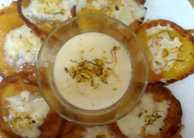 Malpua with rabdi(sweet pancake with sweet cream)EID MUBARAK ๐