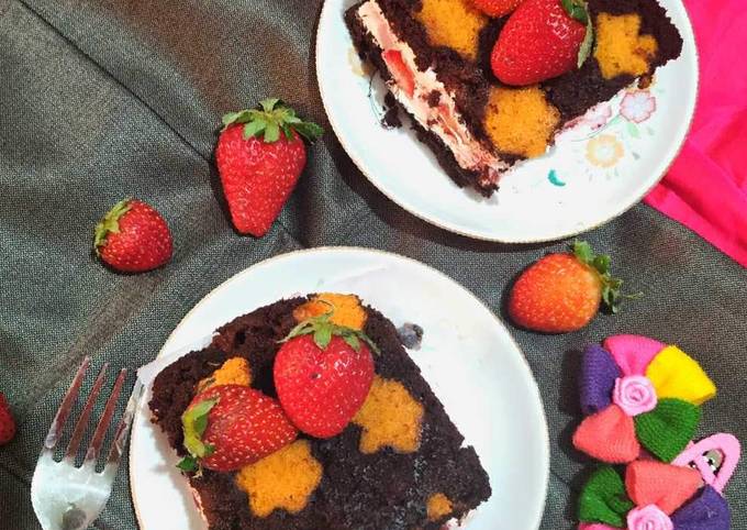 Recipe of Super Quick Star print strawberry chocolate sandwich cake