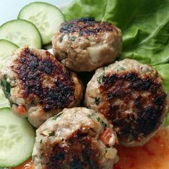 A picture of Vickys Asian-Style Pork Patties, GF DF EF SF NF.
