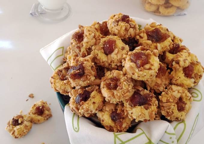 Date Peanuts Thumbprint Cookies